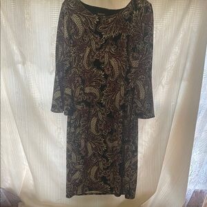 Glamour Black and Brown Paisley Long Sleeve Dress